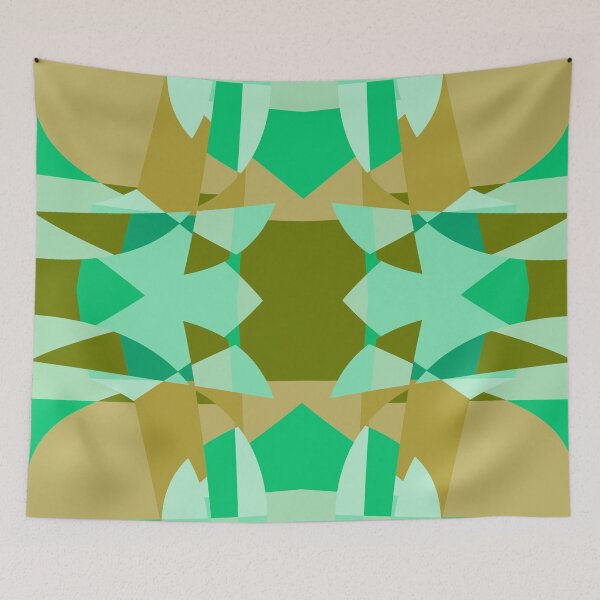 Item preview, Abstract Patchwork Shapes Angles Curves Triangles Green designed and sold by AraljanFusion.