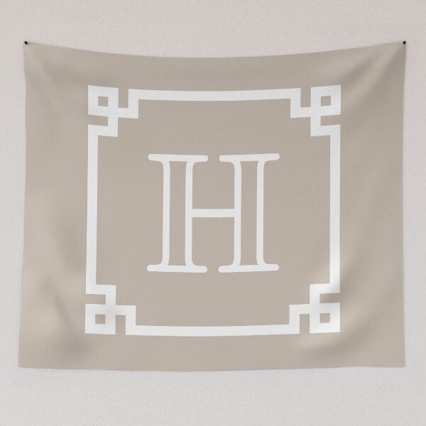 Item preview, White Monogram H In A White Greek Key Square designed and sold by rewstudio.