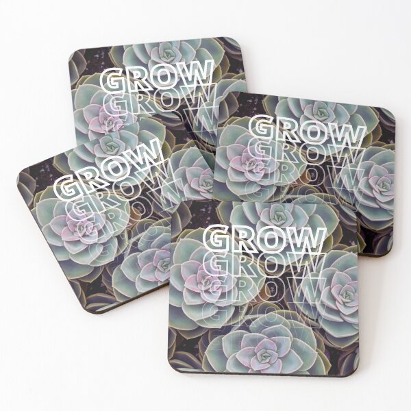Item preview, GROW (above) - Green Succulents, Purple Highlights, Botanical Background designed and sold by AliceSLee.