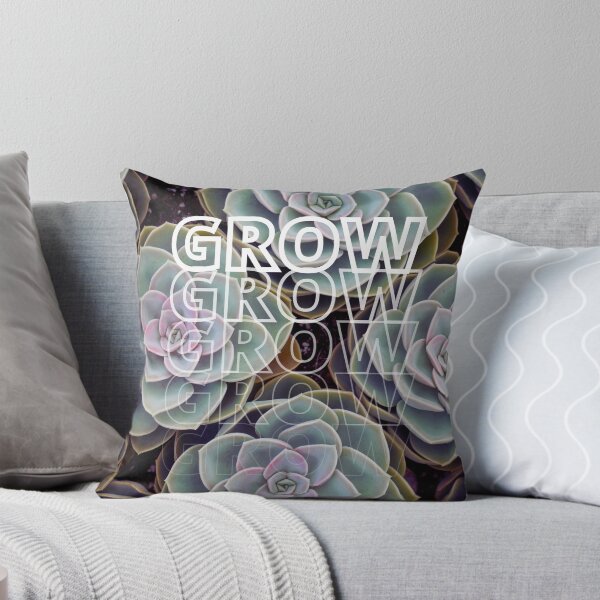 Item preview, GROW (above) - Green Succulents, Purple Highlights, Botanical Background designed and sold by AliceSLee.