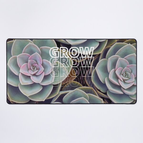 Item preview, GROW (above) - Green Succulents, Purple Highlights, Botanical Background designed and sold by AliceSLee.