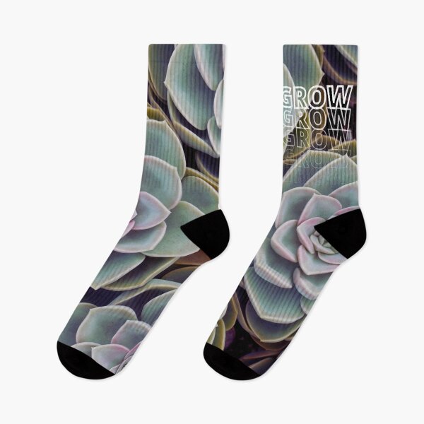 Item preview, GROW (above) - Green Succulents, Purple Highlights, Botanical Background designed and sold by AliceSLee.