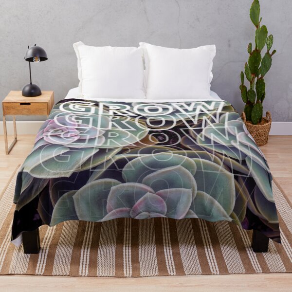 Item preview, GROW (above) - Green Succulents, Purple Highlights, Botanical Background designed and sold by AliceSLee.