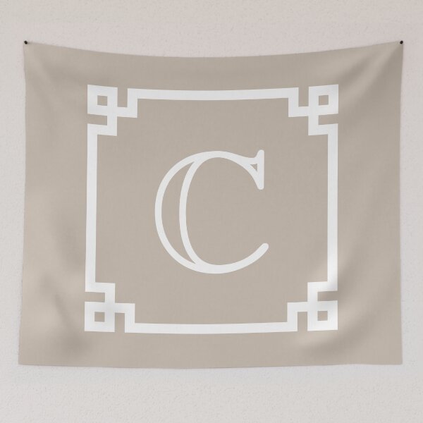 Item preview, White Monogram C In A White Greek Key Square designed and sold by rewstudio.