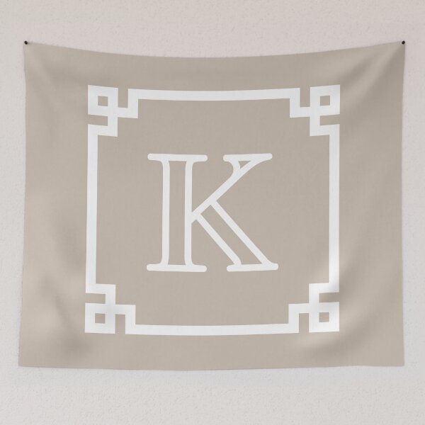 Item preview, White Monogram K In A White Greek Key Square designed and sold by rewstudio.