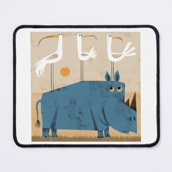 Item preview, Rhino with three birds designed and sold by gklucas.