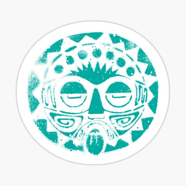 Tribal tiki style decor in Teal Green Sticker
