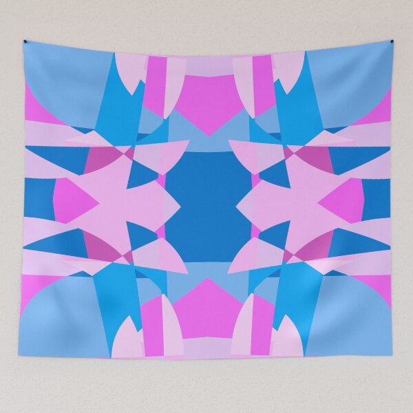 Item preview, Abstract Patchwork Shapes Angles Curves Triangles Blue Pink designed and sold by AraljanFusion.