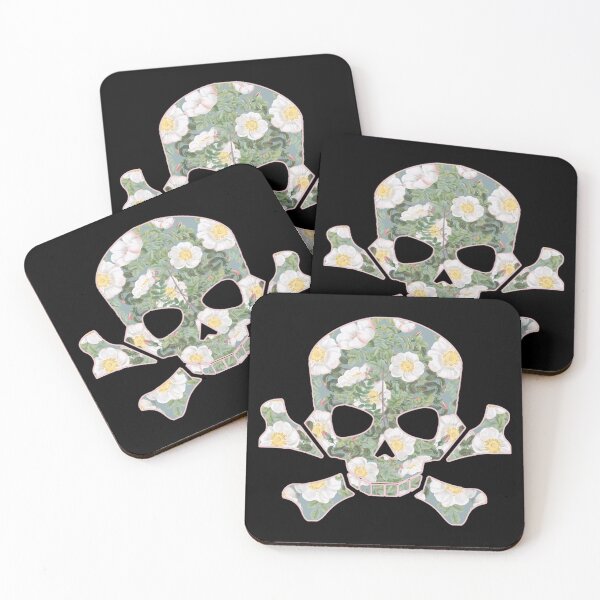 Item preview, Skull Filled With Vintage White Roses designed and sold by TrulyEpoque.