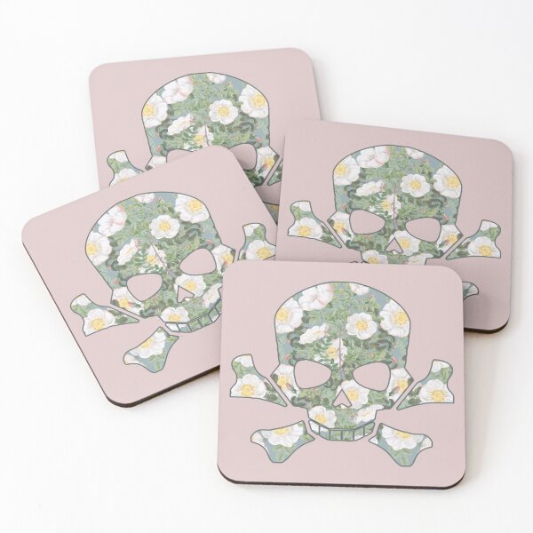 Item preview, Skull And Bones Filled With Vintage White Roses designed and sold by TrulyEpoque.
