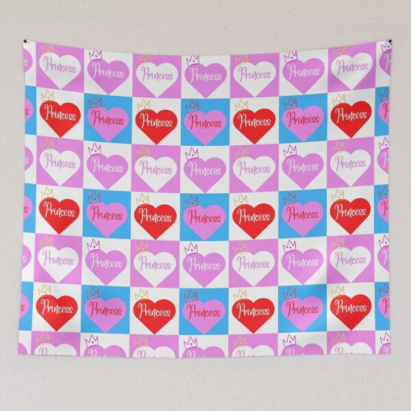Artikelvorschau, Sissy-Prinzessin-Herz-Quadrat-Muster - rosa weißes Blau entworfen und verkauft von SISSY4SISSIES.