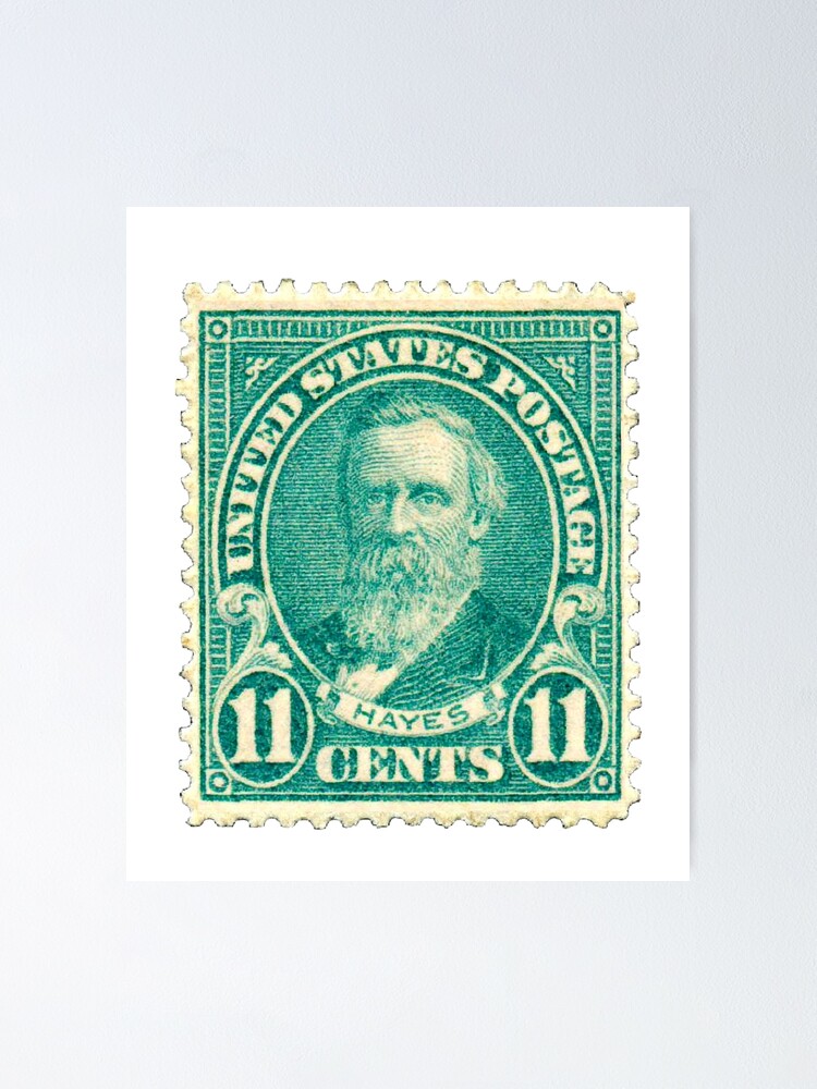 Vintage Green Rutherford B.Hayes USA Postage Stamp