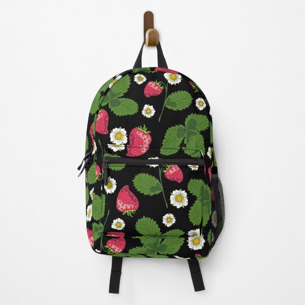 Item preview, Strawberry pattern with black background designed and sold by floralfan.
