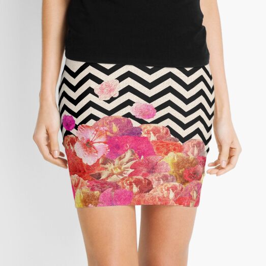 Chevron Flora II Mini Skirt