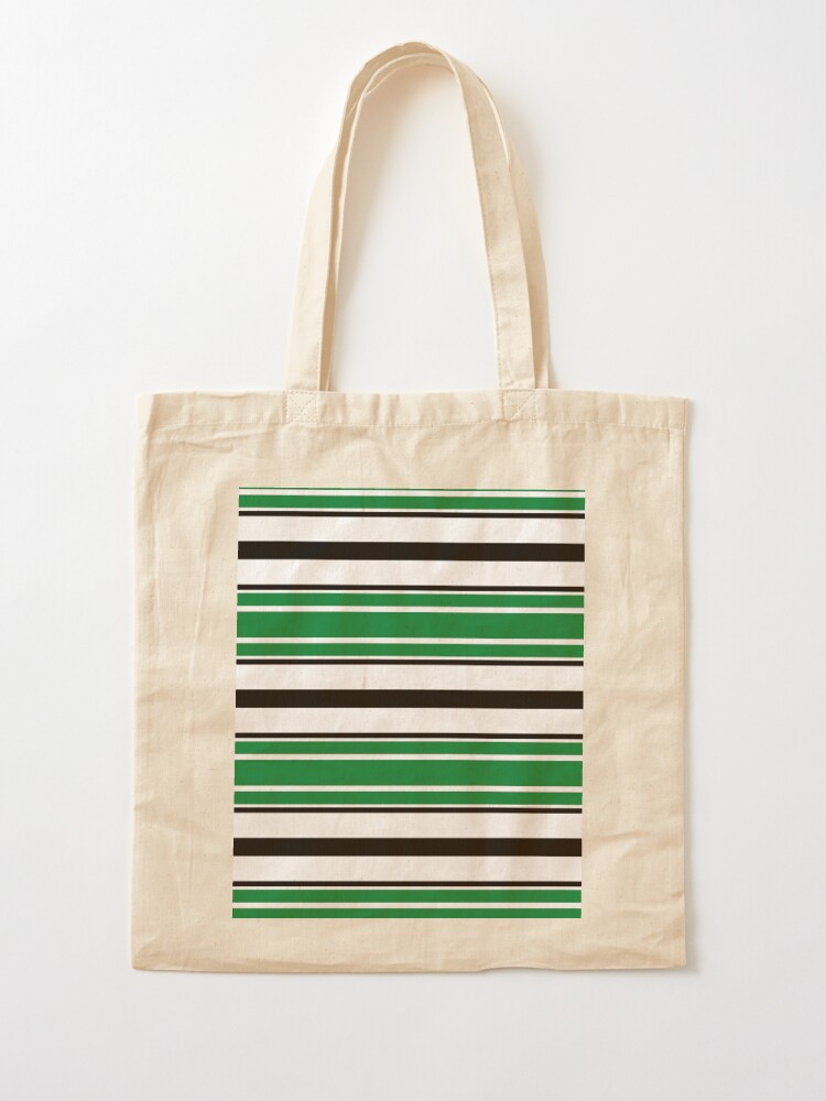 Simple Stripe Pattern Design in Green Black and White Tote Bag for Sale by  NellVerde