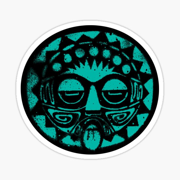 Grunge art, tiki style decor in Teal Green Sticker