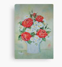 Daisies and Roses Canvas Print