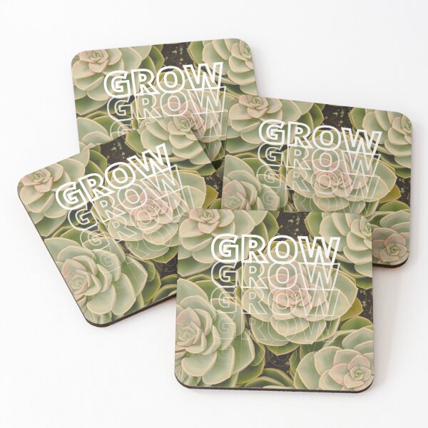 Item preview, GROW (above) - Light Green Succulents, Botany Lover, Plant Background designed and sold by AliceSLee.