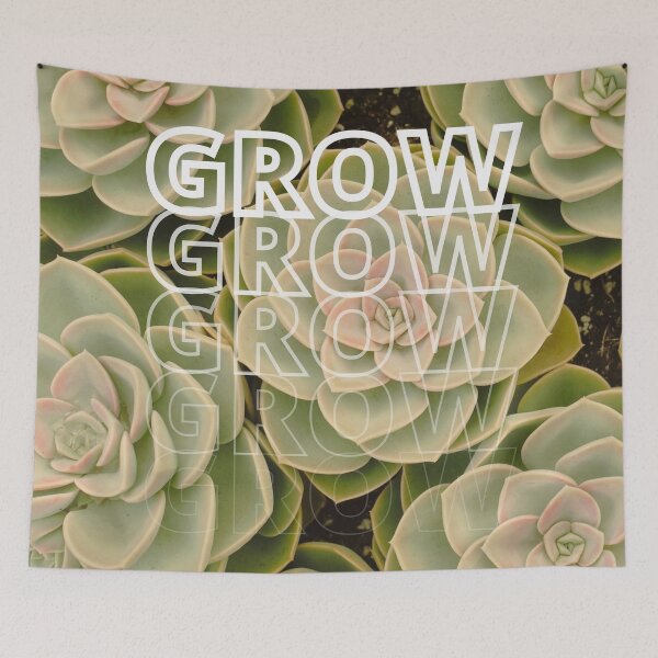 Item preview, GROW (above) - Light Green Succulents, Botany Lover, Plant Background designed and sold by AliceSLee.