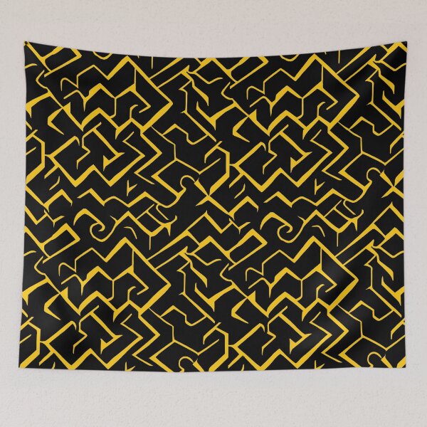 Item preview, Black and Yellow Abstract Lines | Modern Maze Repeating Pattern designed and sold by TMBTM.
