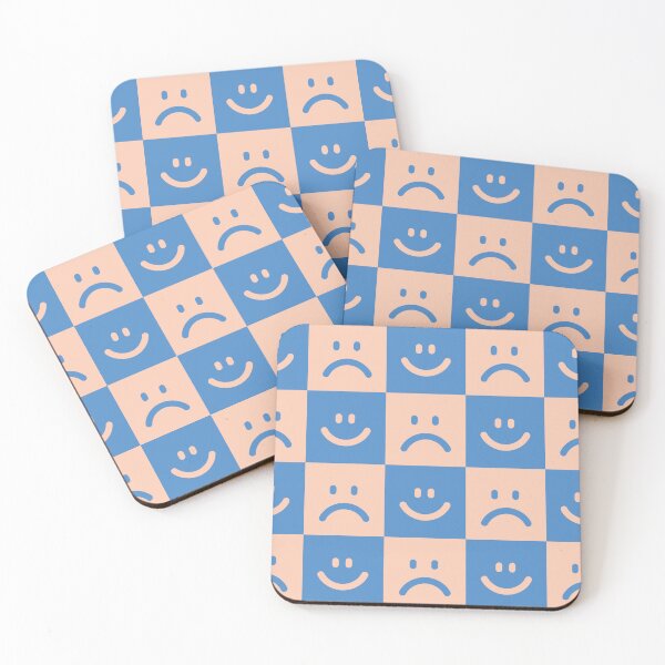 Item preview, Smilies In Square Pattern - Peachy & Soft Blue designed and sold by ZANGRAM.