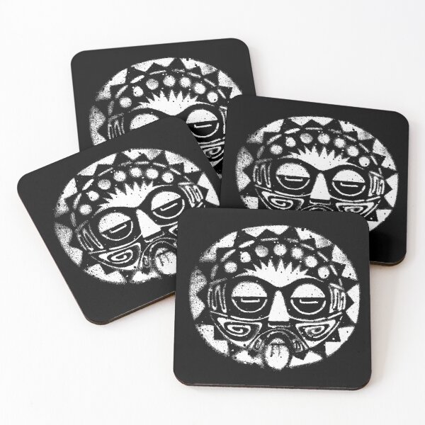 Item preview, grunge decor, Indie tribal mask art in White designed and sold by Anomalypark.