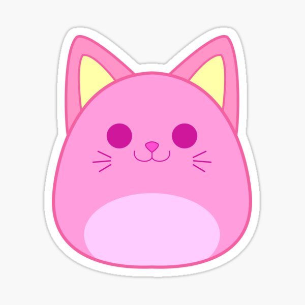 Pink Onigiri Shaped Cat Sticker
