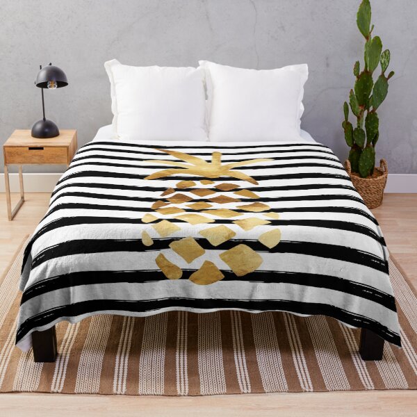 Item preview, Pineapple & Stripes - Gold on Black and White designed and sold by fancyashell.