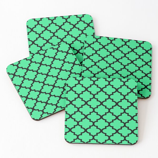 Item preview, Quatrefoil Pattern In Black Outline On Light Green designed and sold by taiche.