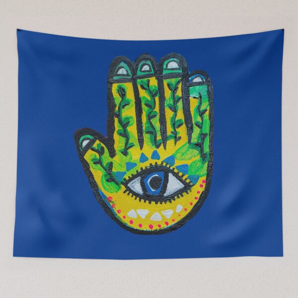 Item preview, evil hand protection- hand of fatima- unique design- greek eye- colorful- wonderful designed and sold by karima-eldeeb.