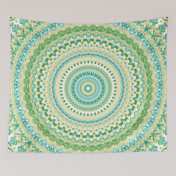 Item preview, Turquoise Yellow and White 02 Mandala designed and sold by Kelly Dietrich Mandala & Fractal Art.