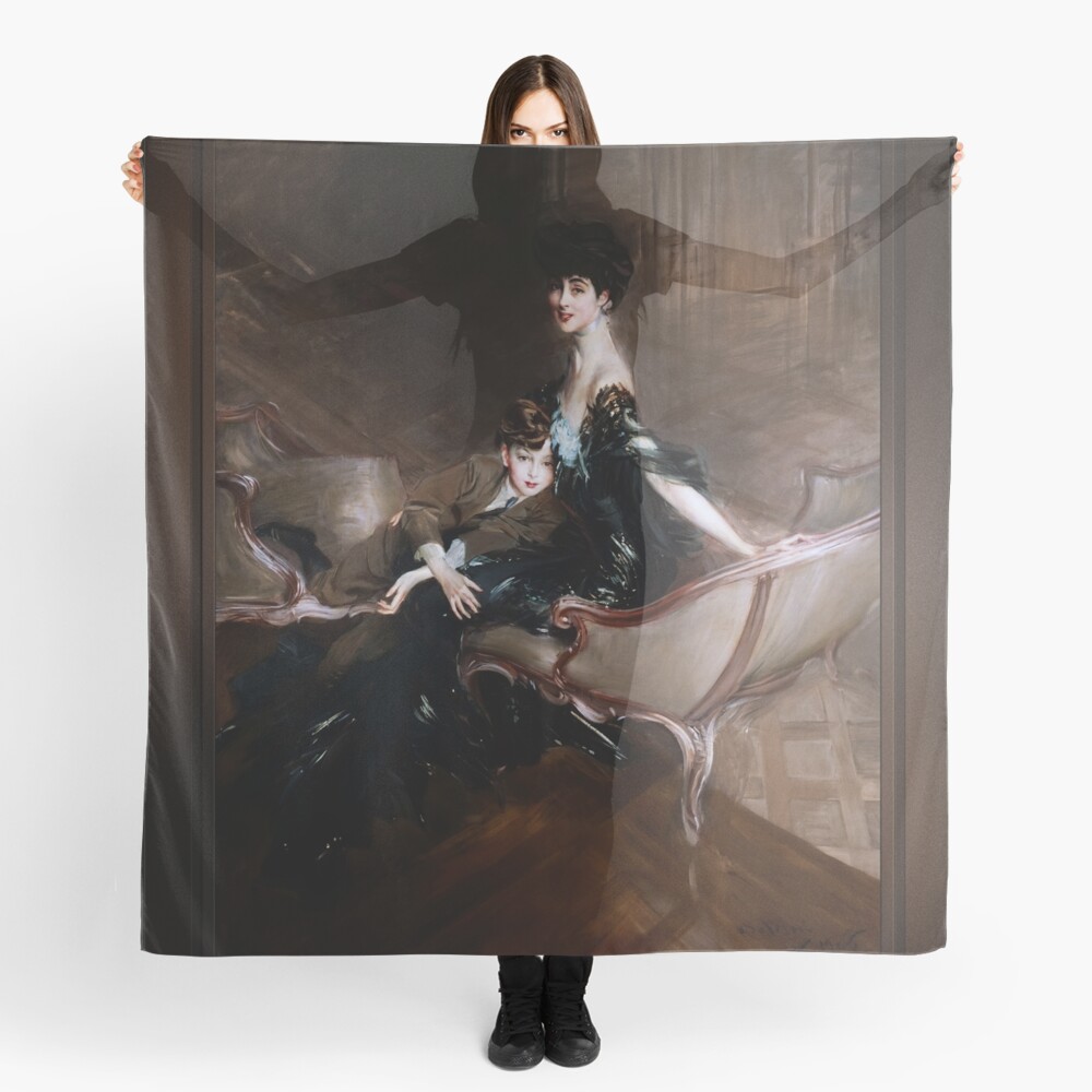 Consuelo Vanderbilt by Giovanni Boldini - An Alluring Elegant Portrait 2 Consuelo Vanderbilt by Giovanni Boldini Remastered Xzendor7 Classical Art Old Masters Reproductions Scarf