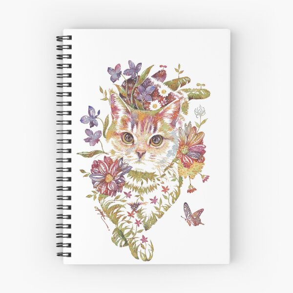 Item preview, colorful cat with flowers  designed and sold by lujain5.