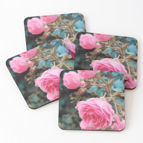 Item preview, Vintage pink wild rose with turquoise leaves designed and sold by Photostacia.