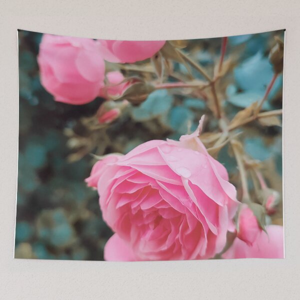 Item preview, Vintage pink wild rose with turquoise leaves designed and sold by Photostacia.