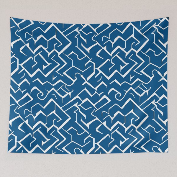 Item preview, White and Blue Abstract Interlacing Broken Lines | Modern Maze repeating Pattern designed and sold by TMBTM.