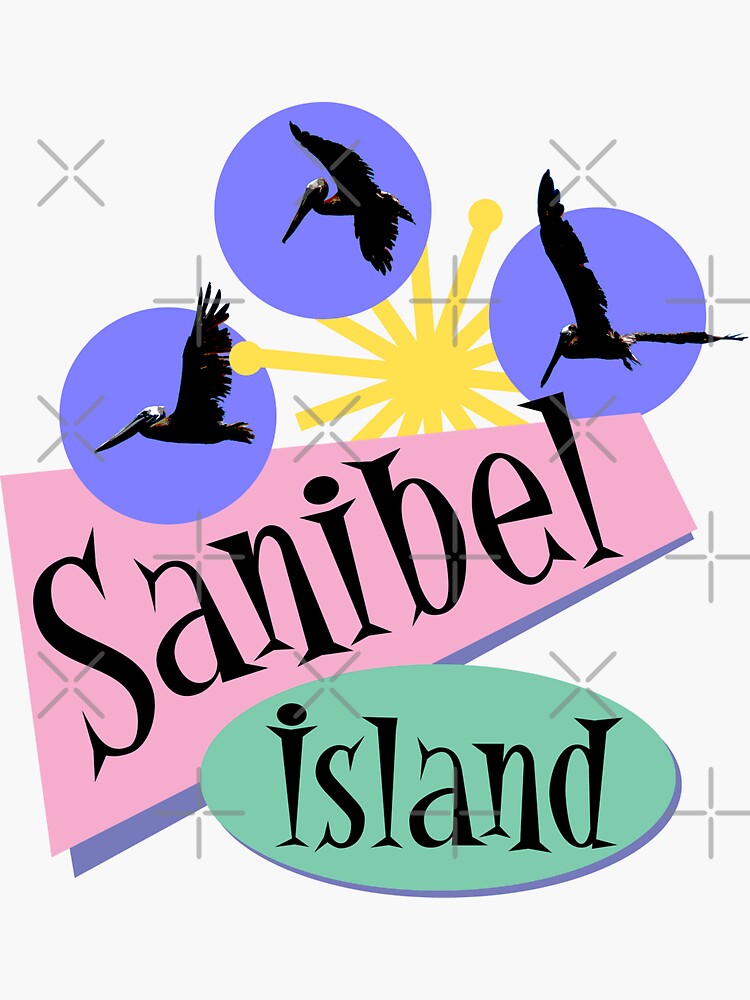 Retro Sanibel Island Florida Pelicans Sticker for Sale by Futurebeachbum