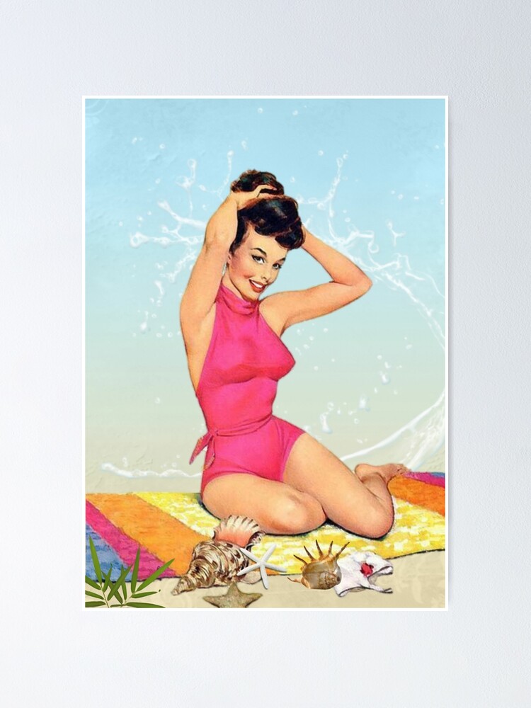 1940's Pin-up Girl in Pink Bathing Suit | Poster