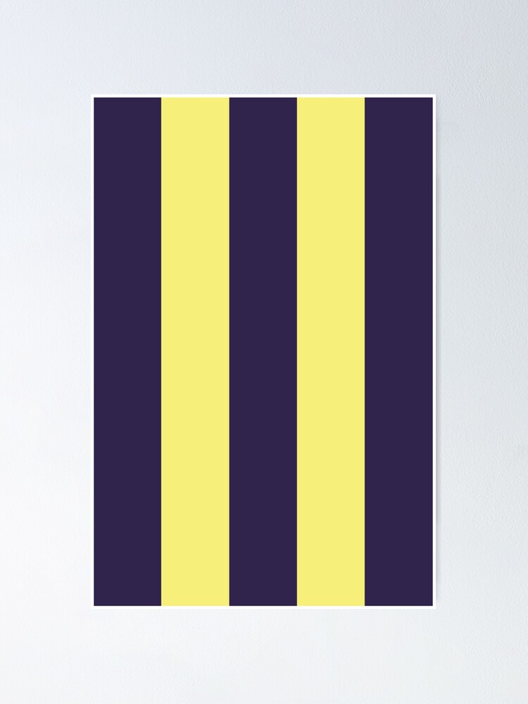 "Large NAVY BLUE and YELLOW Vertical STRIPES" Poster for Sale by