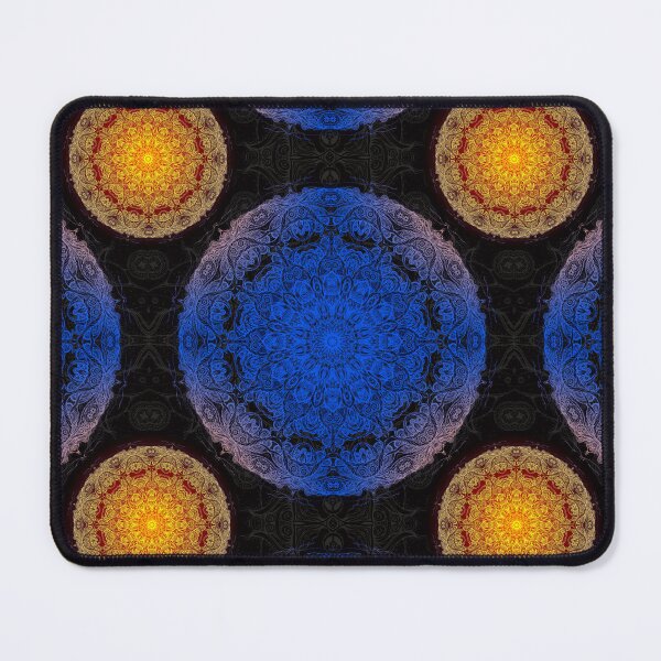 Item preview, Dark blue and orange mandala designed and sold by MandalaFlowerArt.
