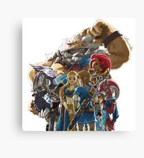 Lienzo La leyenda de Zelda - Aliento de lo salvaje - Ilustraciones de los campeones - Enlace y Zelda