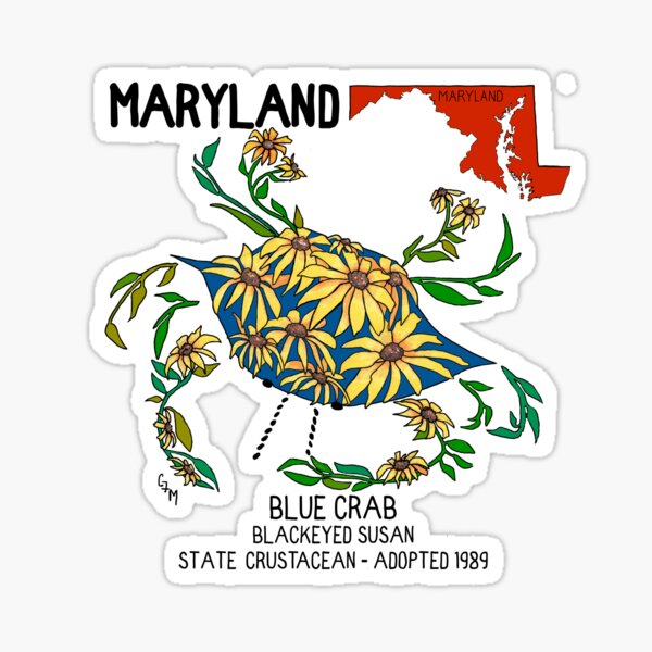 Maryland - Blue Crab - Blackeyed Susan - State Symbols Sticker