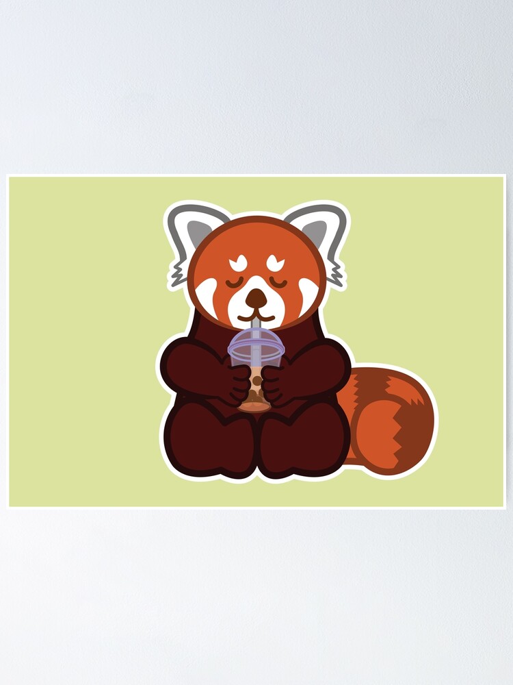 "Red Panda Drinking Boba (Bubble Tea)" Poster for Sale by JustFuzzyArt
