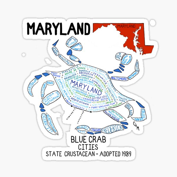 Maryland - Blue Crab - Cities and towns - State Symbols Sticker