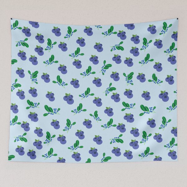 Item preview, Blueberry Pie and blueberry leaves, Aqua blue designed and sold by Escapene.