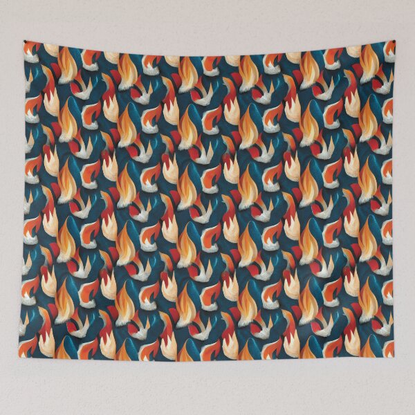 Item preview, Red And Blue Abstract Motif | Artistic Flames Repeating Pattern designed and sold by TMBTM.