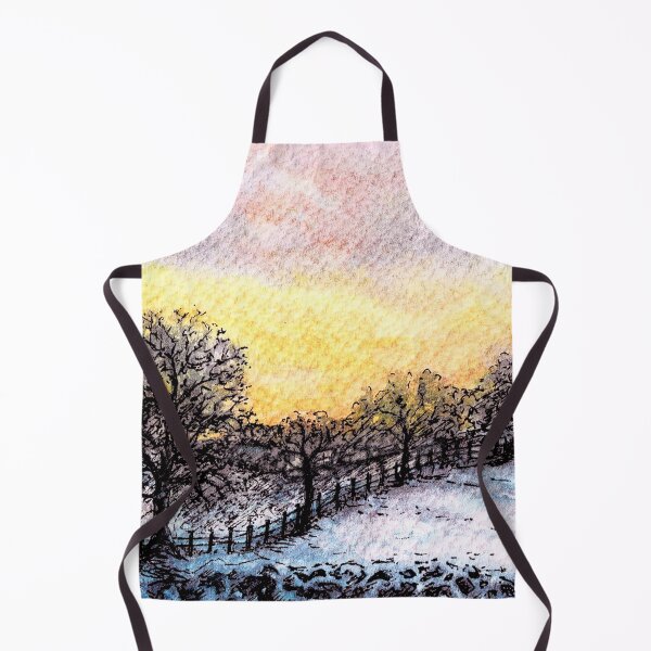 Item preview, Watercolor winter landscape and sunset designed and sold by LauraJacome.