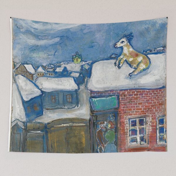Artikelvorschau, Ein Dorf im Winter, klassisches Kunstwerk von Marc Chagall entworfen und verkauft von Golido.
