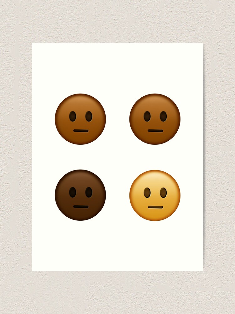 "Straight Face Brown Emojis, Black Emojis" Art Print For Sale By ...