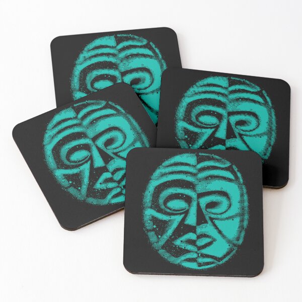Item preview, Tribal yin yang face in teal green designed and sold by Anomalypark.